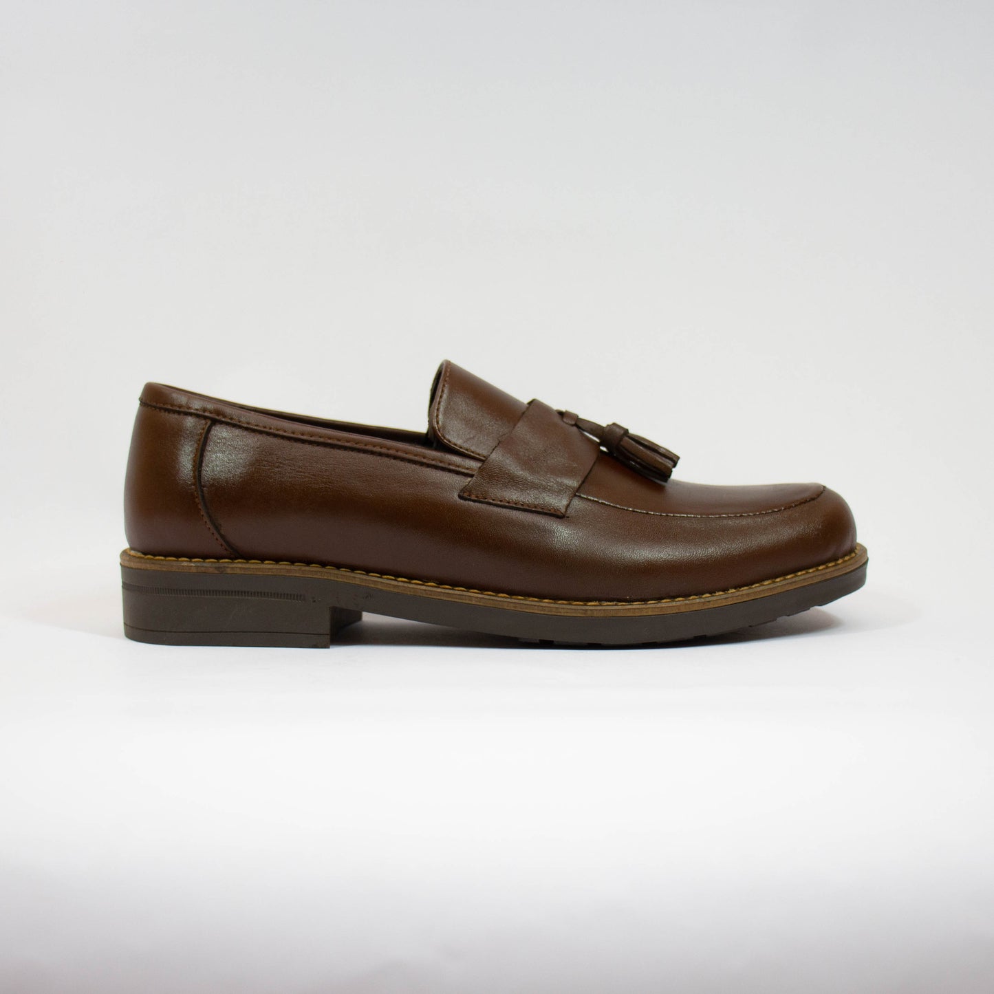 MOCASSIN POMPON MARRON CUIR