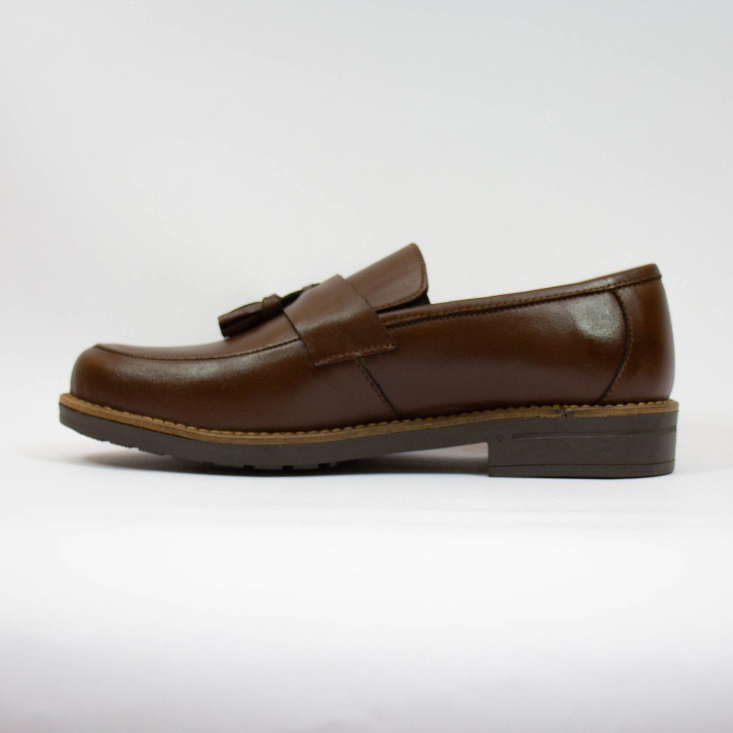 MOCASSIN POMPON MARRON CUIR