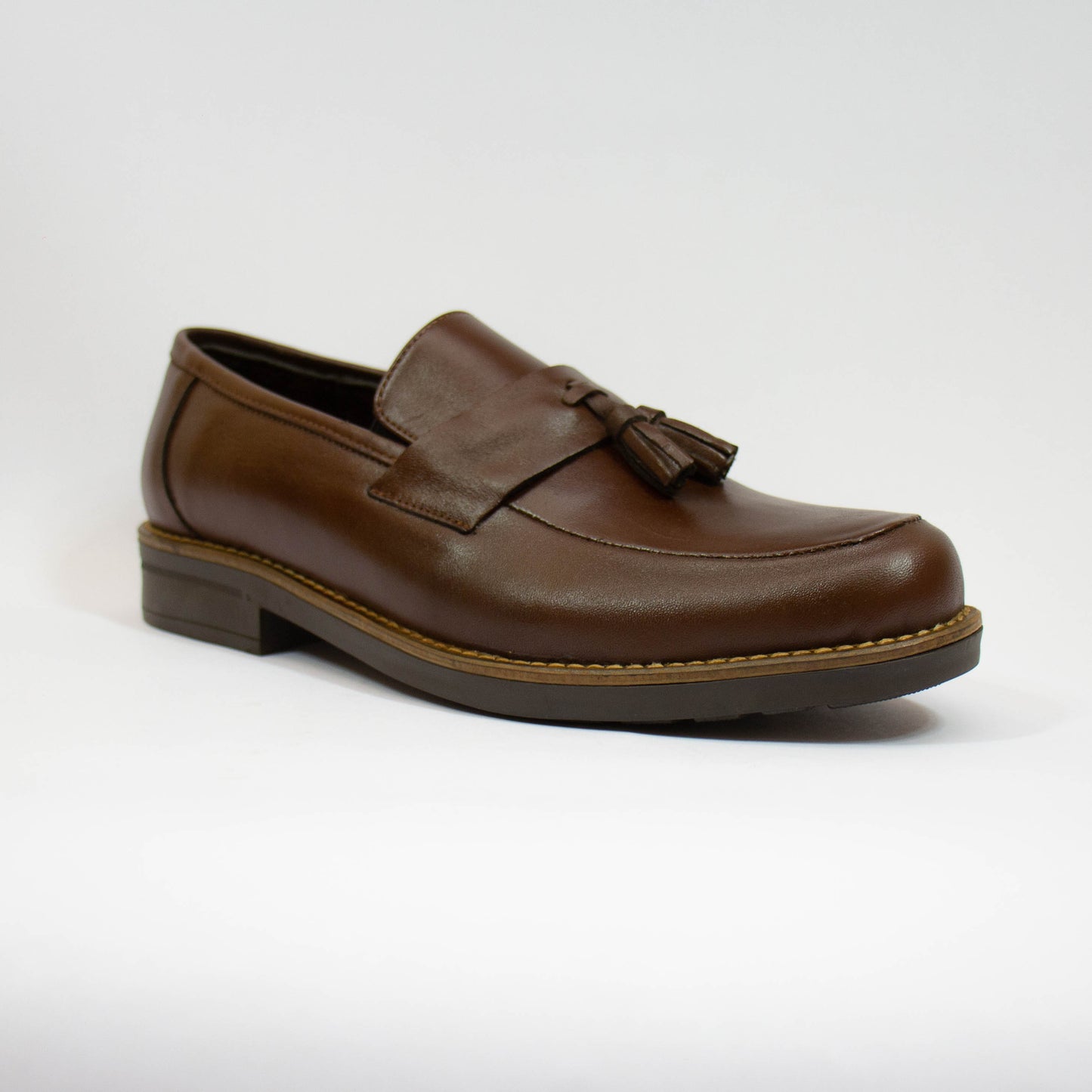 MOCASSIN POMPON MARRON CUIR