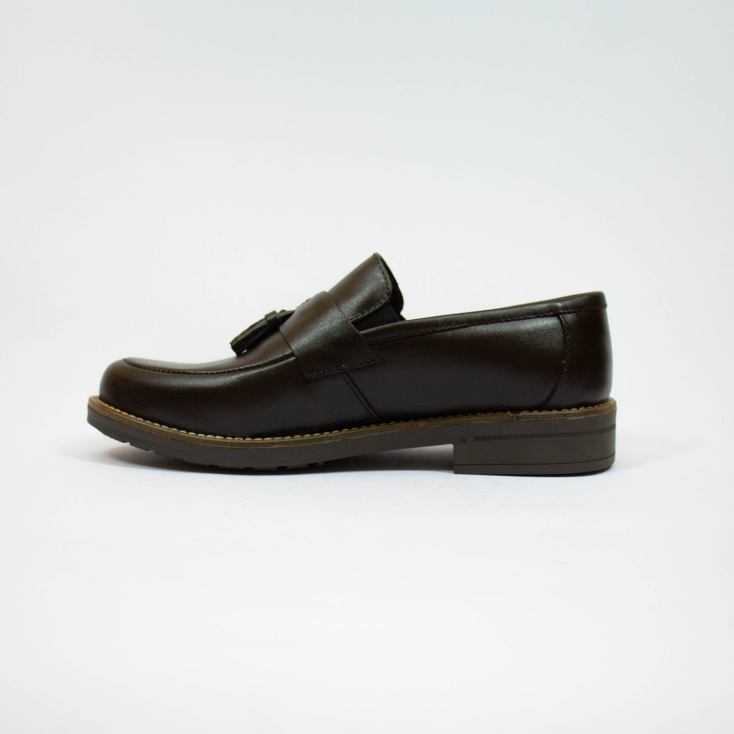 MOCASSIN POMPON MARRON FONCÉ CUIR