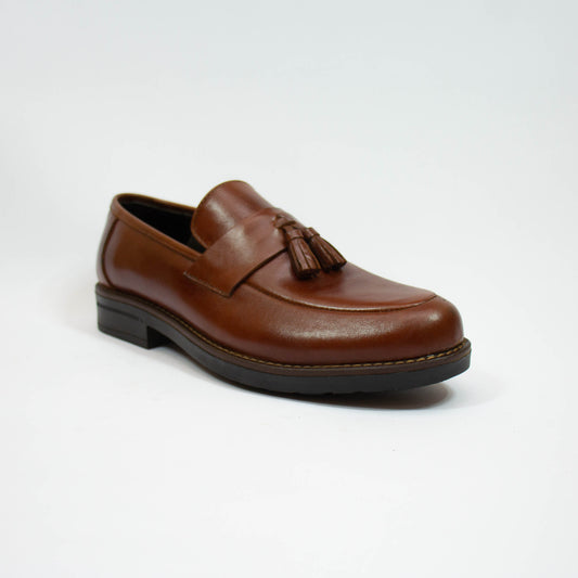 MOCASSIN POMPON TABACO CUIR